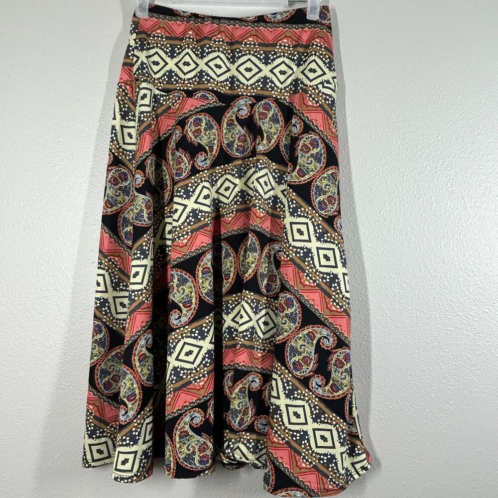 Ashley Blue Skirt Womens S Paisley Geometric A Line Flowy Midi Black Coral